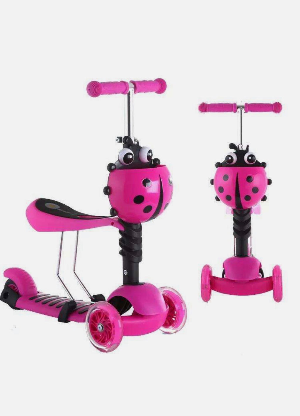 5 in 1 Kids Push Scooter 3 Wheels Adjustable Height Removable Seat LED Flashing