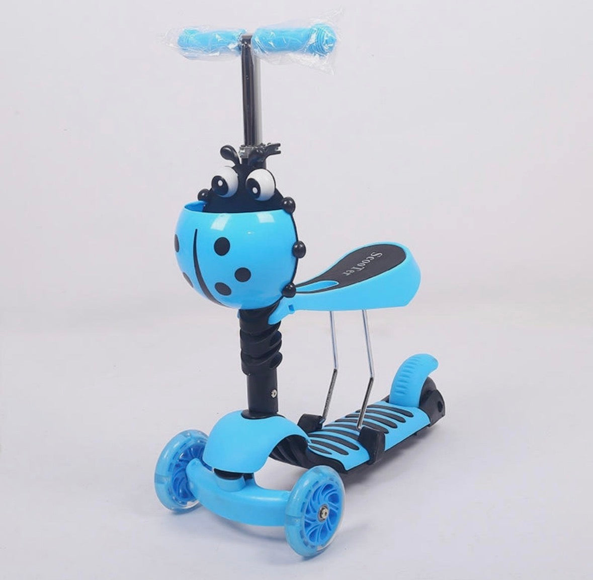 5 in 1 Kids Push Scooter 3 Wheels Adjustable Height Removable Seat LED Flashing