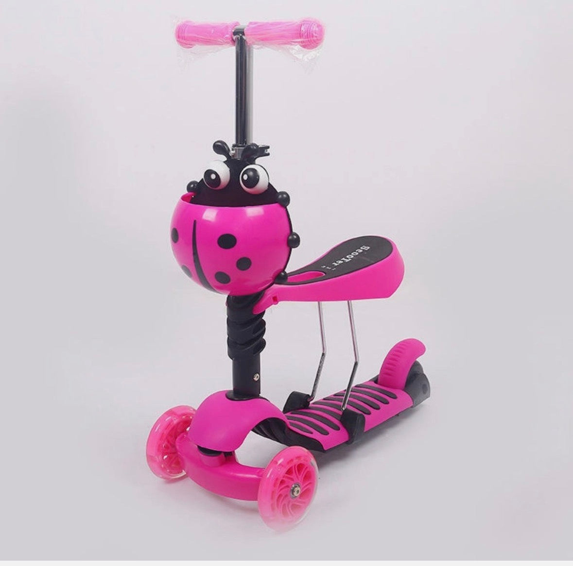 5 in 1 Kids Push Scooter 3 Wheels Adjustable Height Removable Seat LED Flashing