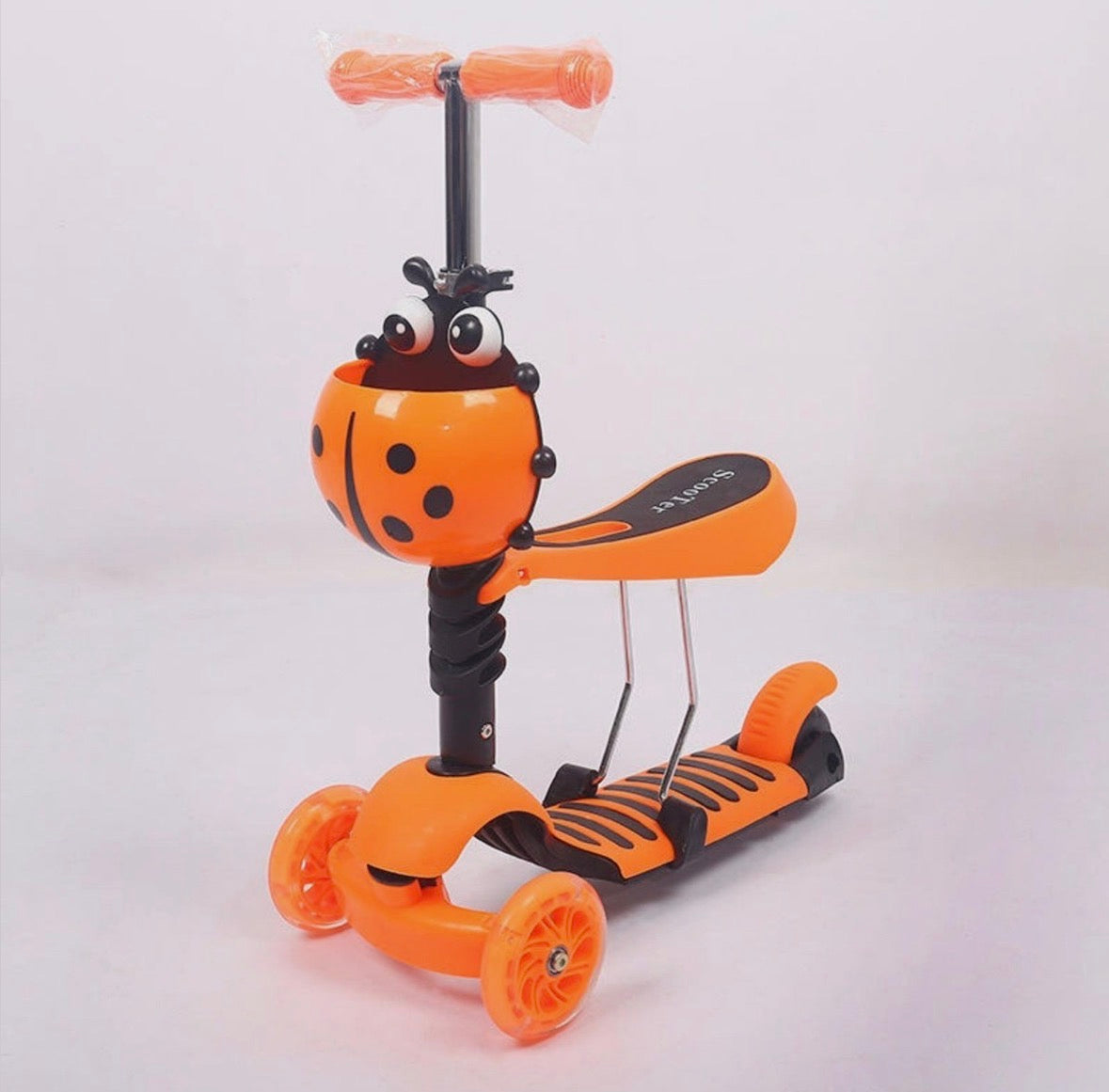 5 in 1 Kids Push Scooter 3 Wheels Adjustable Height Removable Seat LED Flashing